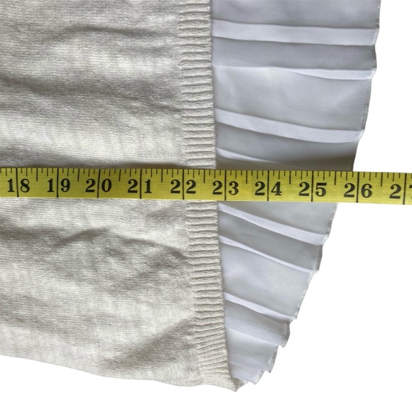 SANDRO | Hybrid Style Cream/WT Crew Neck Long Sleeve Pleated Back Sweater Sz 1/S - Picture 12 of 12